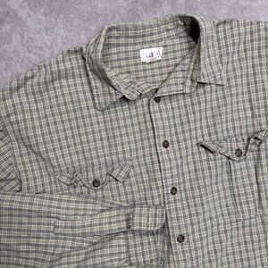 Vtg J Crew Shirt Men's XL Olive Green Oarsman Flannel Long Sleeve Button Up Y2K